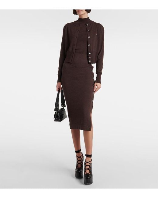 Vivienne Westwood Brown Pamela Knitted Wool Midi Skirt