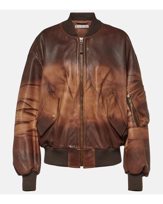 Acne Brown Lastro Leather Bomber Jacket