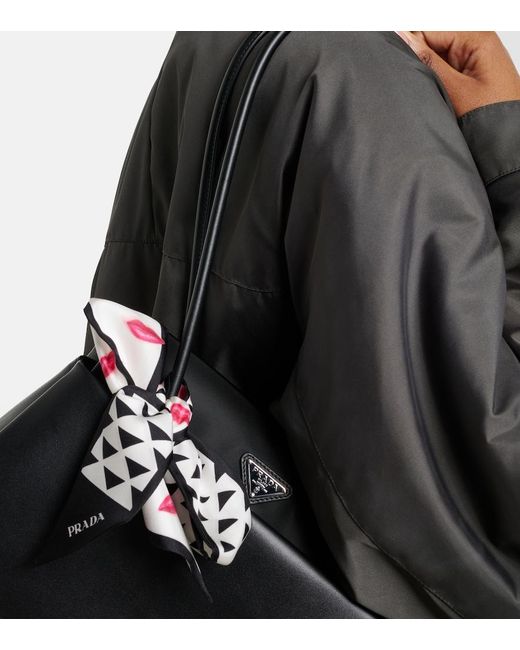 Prada White Printed Silk Twill Scarf