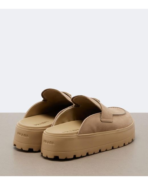 Prada Natural Suede Mules