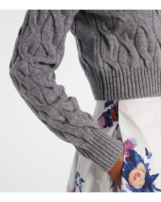 Erdem Gray Cable-Knit Wool-Blend Cardigan