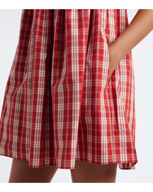 Faithfull The Brand Red Belinha Checked Cotton Minidress