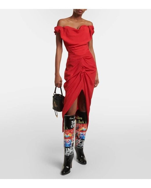 Stivali Midas in pelle con stampa di Vivienne Westwood in Red