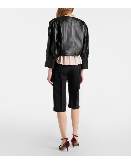 Chloé Black Virgin Wool Crepe Capri Pants