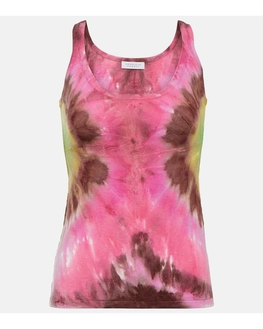 Gabriela Hearst Pink Graham Tie-Dye Cashmere Tank Top