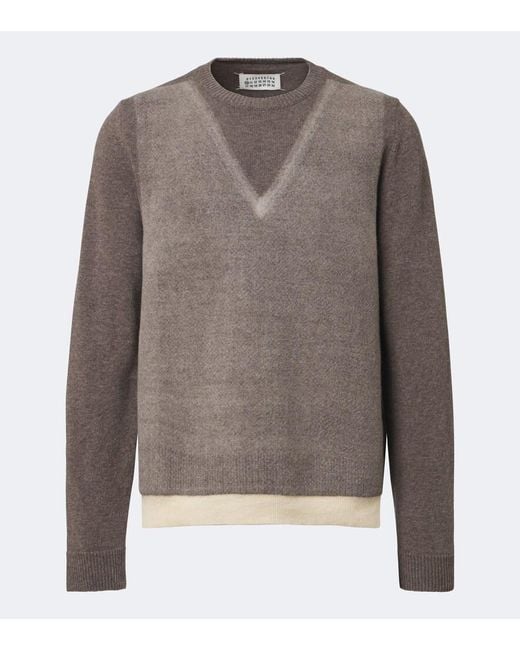 Maison Margiela Gray Printed Virgin Wool Sweater for men