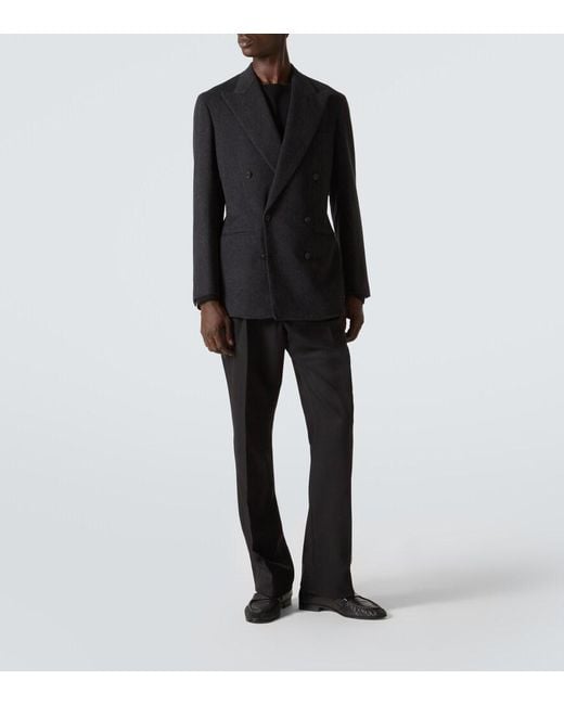 Saman Amel Blue Camel Hair Blazer for men