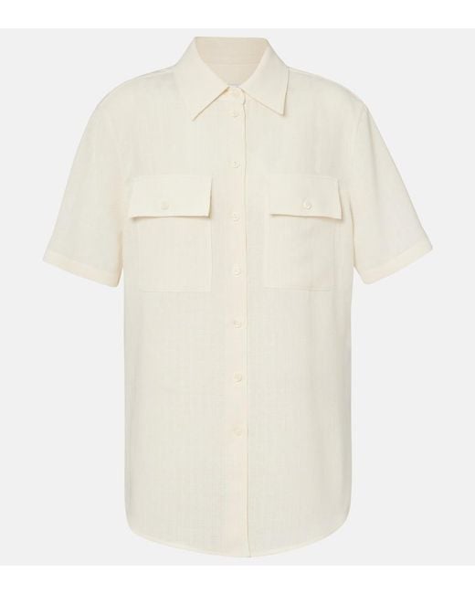 Loro Piana White Shirley Linen Crepe Shirt
