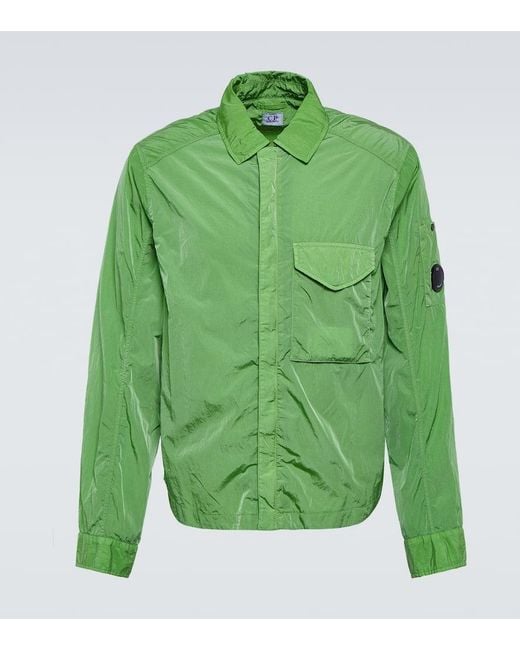 C P Company Green Chrome-r Zipped Overshirt for men