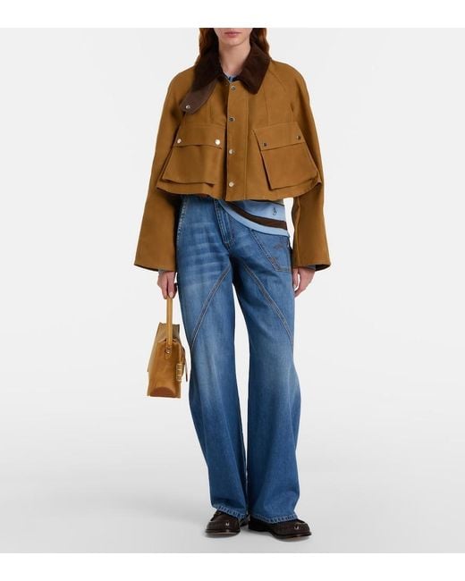 J.W. Anderson Brown Corduroy-Trimmed Cropped Cotton Jacket