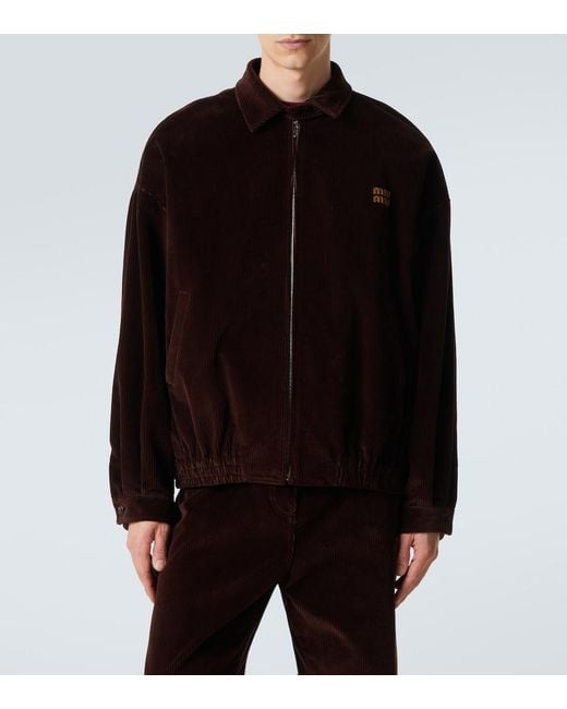 Miu Miu Black Cotton Corduroy Blouson Jacket for men