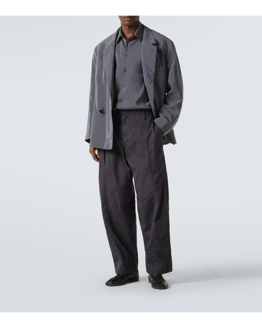 Lemaire Hose Maxi Pleated Aus Baumwoll-Twill in Gray für Herren