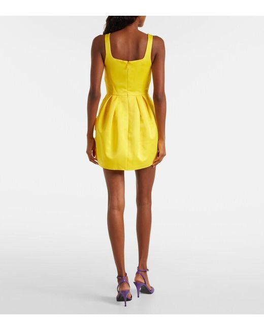 LEO LIN Yellow Piper Floral Appliqué Bell Shape Mini Dress