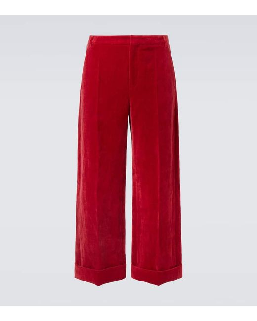 Valentino Weite Hose Aus Samt in Red für Herren