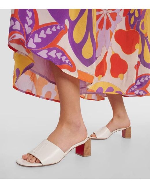 Christian Louboutin White Pantoletten So Cl 55 Aus Leder