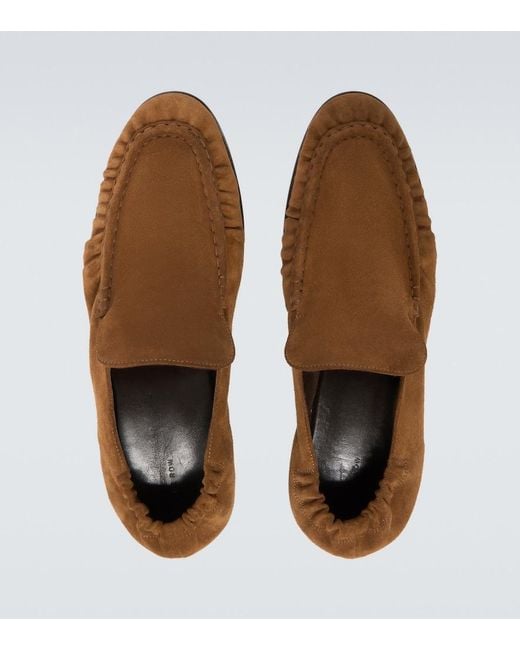 The Row Brown Soft Two Suede Loafers for men