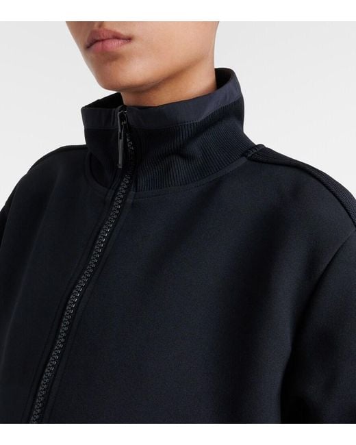 Sacai Black Paneled Twill Zip-Up Sweatshirt
