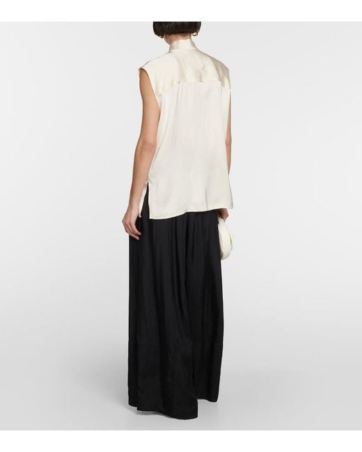 Jil Sander Natural Satin Sleeveless Blouse