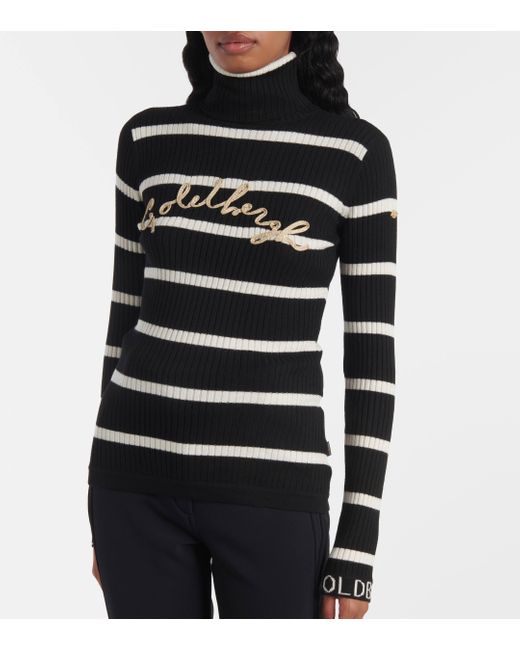 Goldbergh Black Breton Striped Turtleneck Sweater