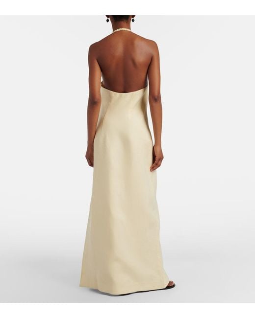 Sir White Halterneck Linen Maxi Dress