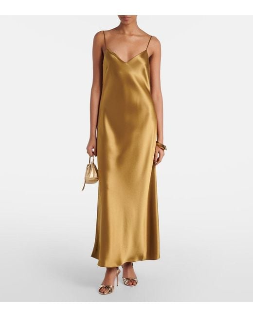 Galvan Metallic Provence Satin Slip Dress