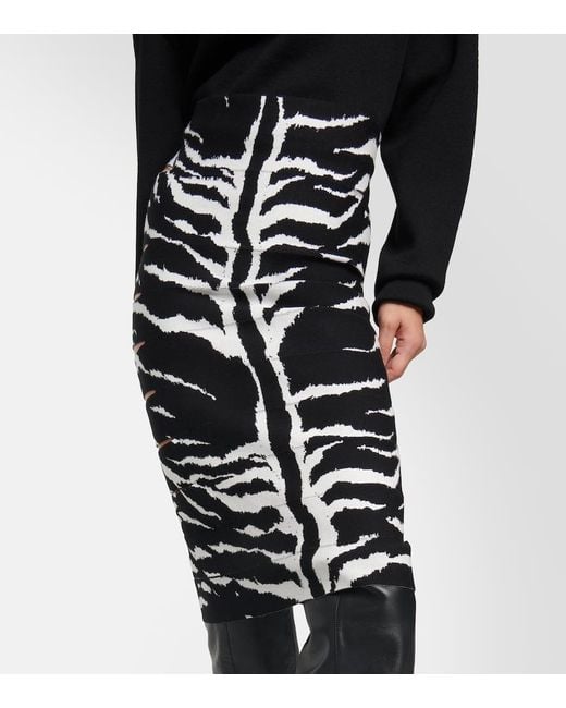 Gonna matita zebra nero bianco di Alaïa in Black