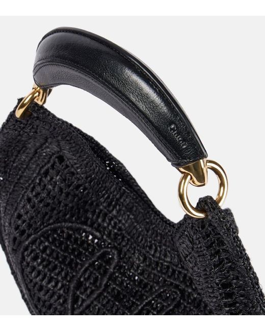 Chloé Black Summer Banana Small Raffia Shoulder Bag