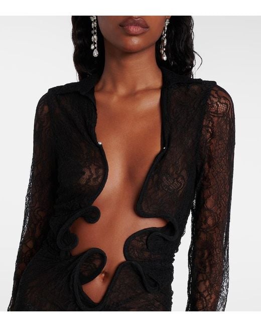 Vestido De Fiesta Venus De Encaje Transparente Christopher Esber de color Black