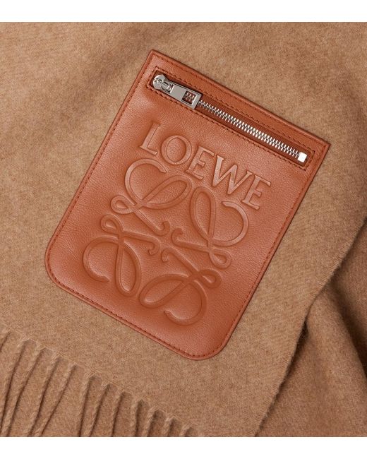 Loewe Brown Anagram Wool And Cashmere Scarf