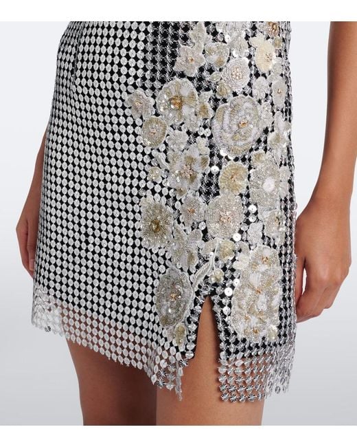 La Fuori Black Shell Sequined Chainmail Minidress