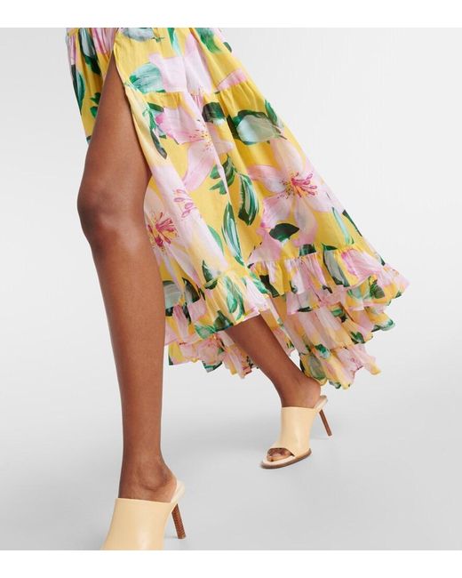 Alexandra Miro White Marie Rose Floral Cotton Midi Dress