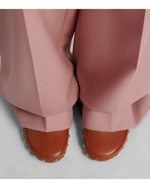 Chloé Brown Studded Leather Clogs