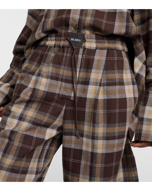 The Attico Brown Checked Cotton-blend Wide-leg Pants