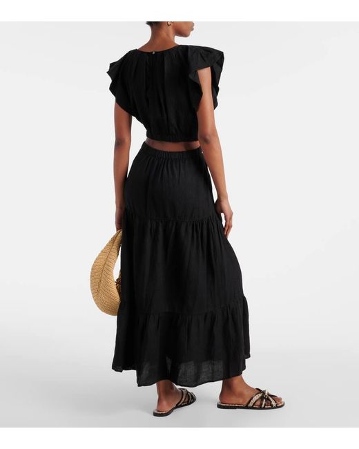 Velvet Black Ginger Cutout Linen Maxi Dress