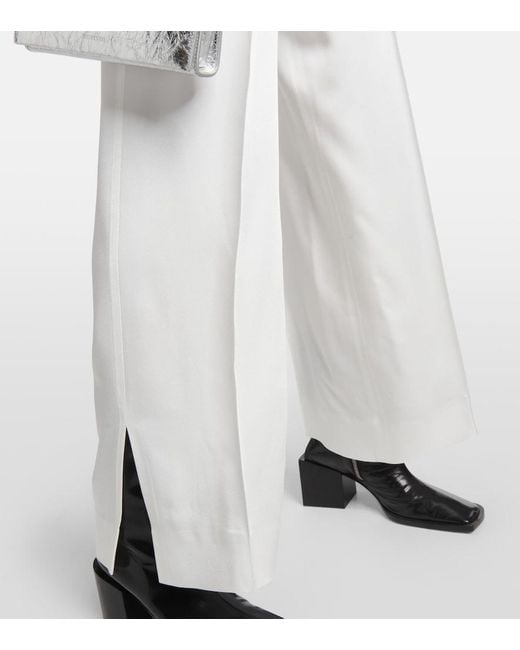 Jil Sander White Satin Straight Pants