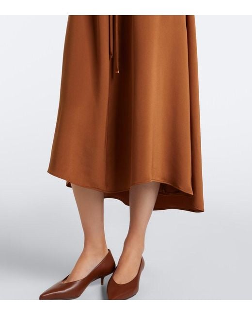 Max Mara Brown Silk Satin Midi Dress