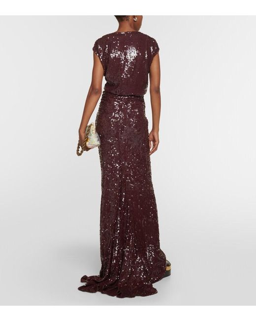 Dries Van Noten Purple Sequined Jersey Maxi Skirt