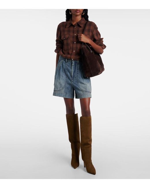 Jimmy Choo Brown Alizze 85 Suede Knee-High Boots