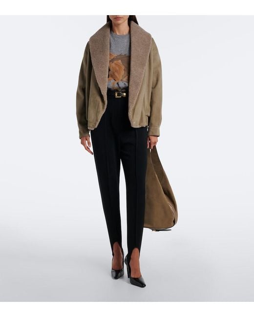 Stella McCartney Natural Oversized Teddy-Trimmed Blouson Jacket
