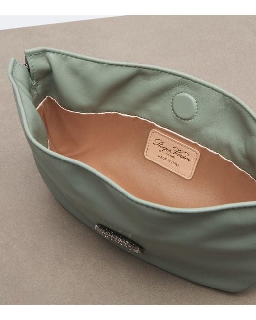 Roger Vivier Gray Pilgrim Small Leather Shoulder Bag