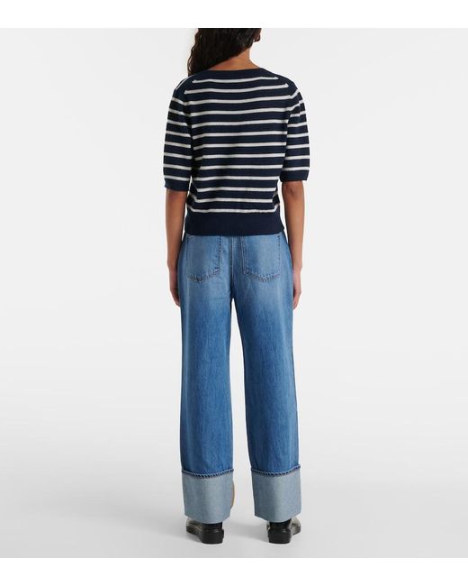 Veronica Beard Blue Shana Striped Cashmere Sweater
