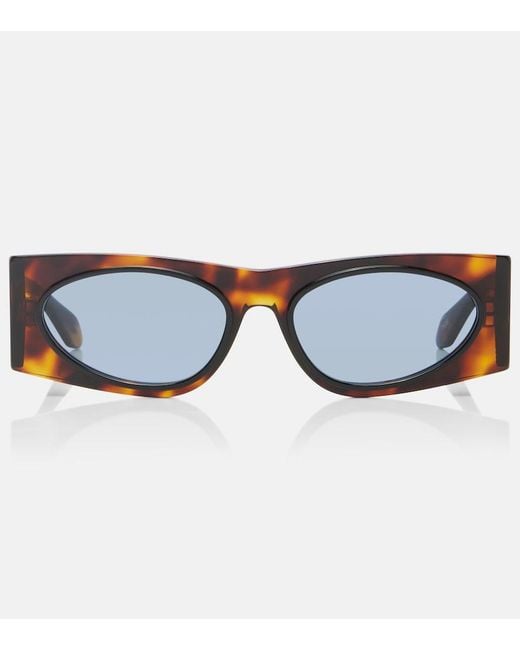 Alaïa Blue Logo Lettering Cat-Eye Sunglasses