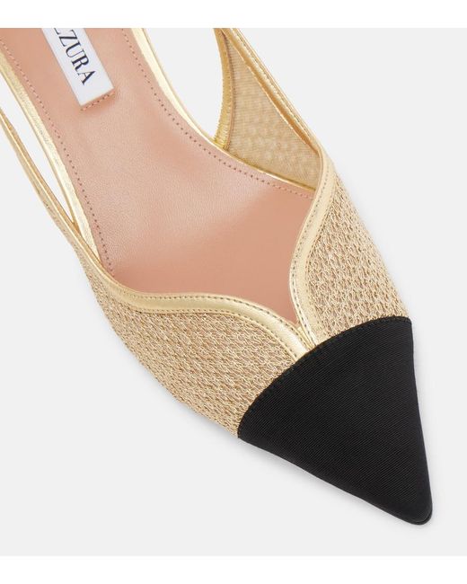 Aquazzura Metallic Gia 50 Mesh Slingback Pumps