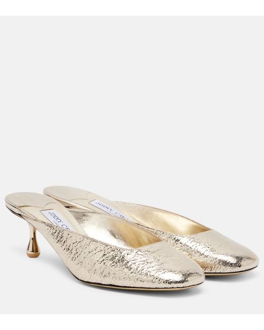 Jimmy Choo Natural Pixie 50 Metallic Mules