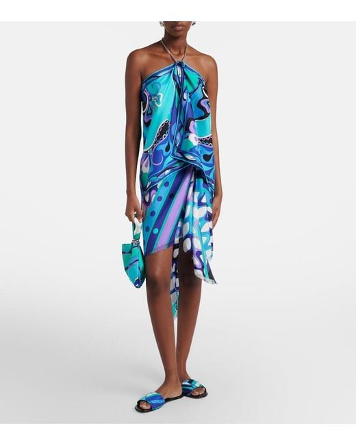 Emilio Pucci Blue Yummy Iride Twill Slides