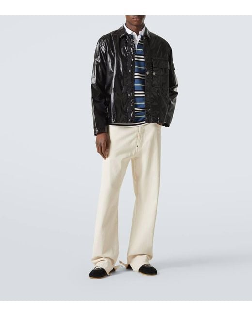 Stone Island Black Compass Laminated Cotton Overshirt for men