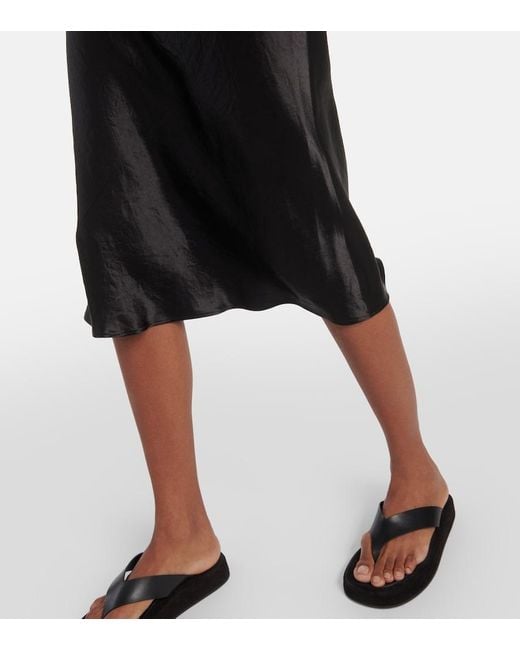 Max Mara Black Talete Satin Midi Dress