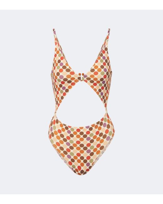 Eres Pink Nightlife Cutout Polka-Dot Swimsuit