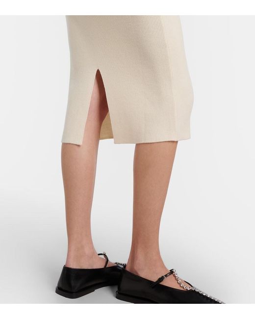 Jil Sander White Knitted Wool Midi Dress