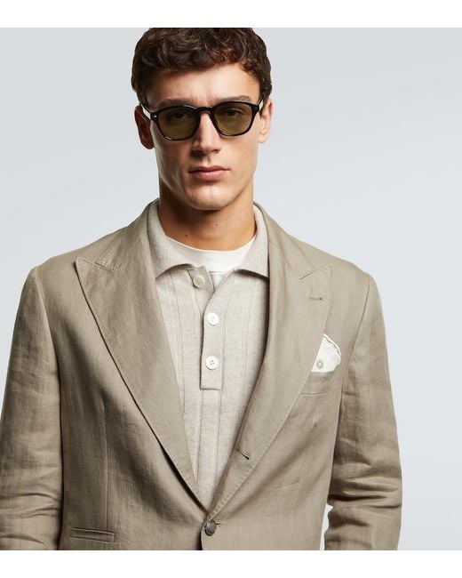 Brunello Cucinelli Brown Round Sunglasses for men